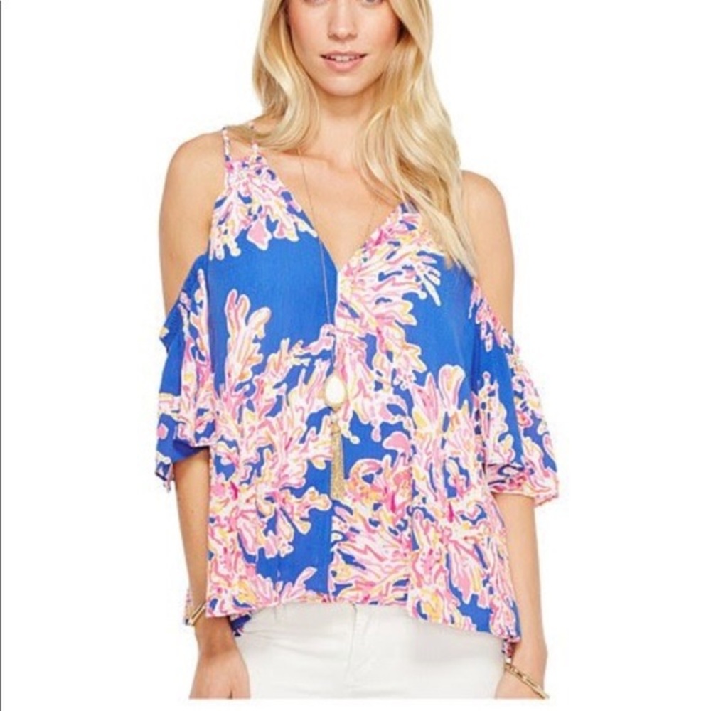 Lilly Pulitzer Bellamine Brilliant Blue Top (Great Condition)
